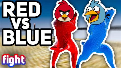 RED Vs BLUE Angry Birds With Active Ragdoll Physics Artificial