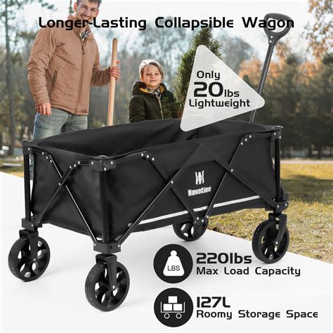 Navatiee Collapsible Folding Wagon Wagon Cart Heavy Duty Foldable With