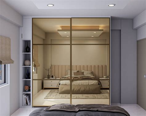 Modern Spacious Wardrobe Design With Mirror And Sliding Door Livspace