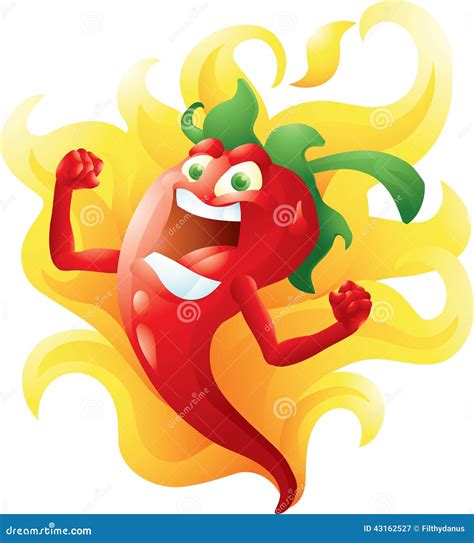 Red Hot Pepper On Fire Cartoon Stock Vector Image 43162527