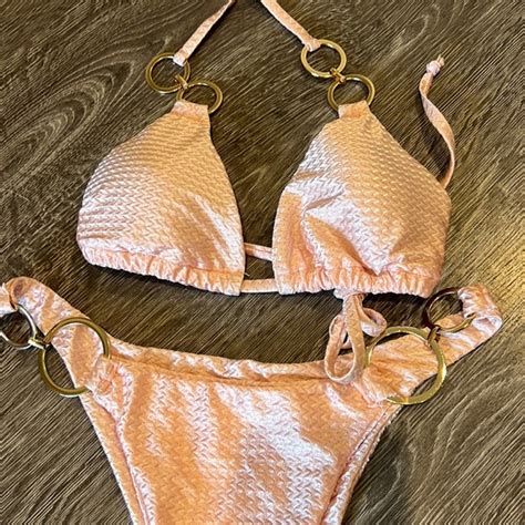 Swim Baby Pink Bikini With Gold Hardware Poshmark