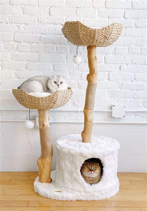 Wooden Cat Tree Tower Modern Cat Trees Wood Cat Tower Cat Etsy