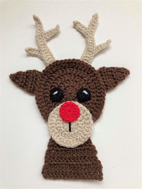 Rudolph Head Crochet Applique Pattern Instant Pdf Download Etsy