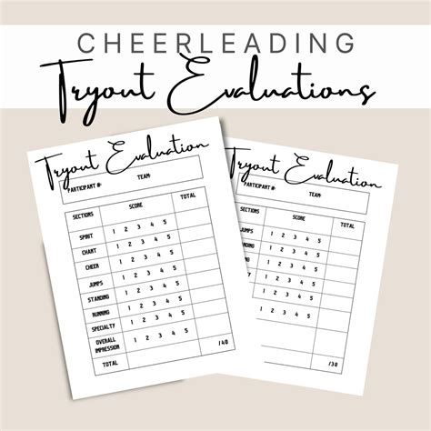 Cheerleading Tryout Evaluationscheer Evaluation Sheetsevaluation