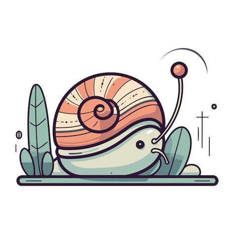 Ilustração vetorial de caracol de desenho animado em um estilo plano em