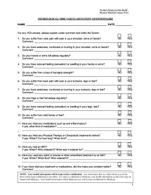 Fillable Online Neurological Mri Vascular Patient Questionnaire