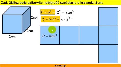 Pole powierzchni i objętość sześcianu o podanej krawędzi Zadanie