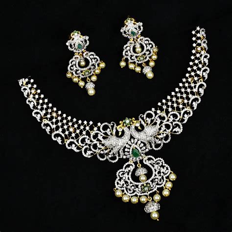 Brass Base Wedding Cubic Zirconia Necklace Set At Rs 3780 Set In