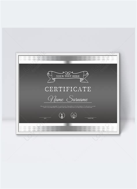 Simple silver frame award certificate template image_picture free ...