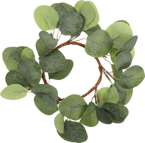 Wedding Candle Wreath Wedding Candle Rings Artificial Eucalyptus Leaves Candle