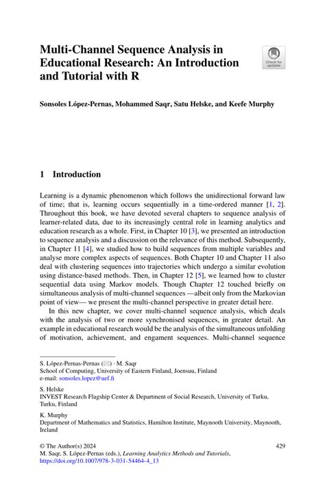 PDF Multi Channel Sequence Analysis In Educational Research An