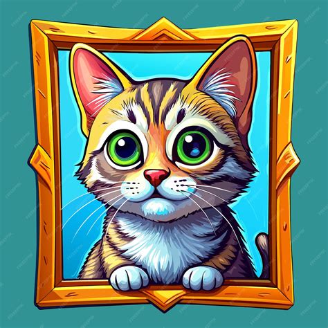 Premium Vector Cute Cats With Frame Banners Hand Drawn Mascot Cartoon