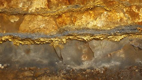 Cross Section Of The Earth S Crust With Gold Deposits Stock Image