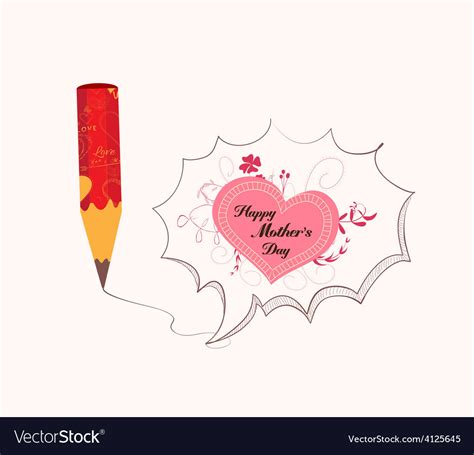 Mothers day with pencil drawing love heart bubble Vector Image