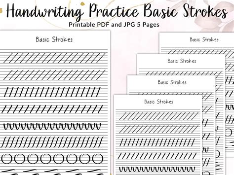 Basic Strokes Handwriting Practice Sheet Printable Handwriting