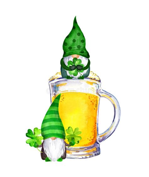 Three Saint Patrick Day Gnomes Beer Lucky Clover Leaves With 4 Four