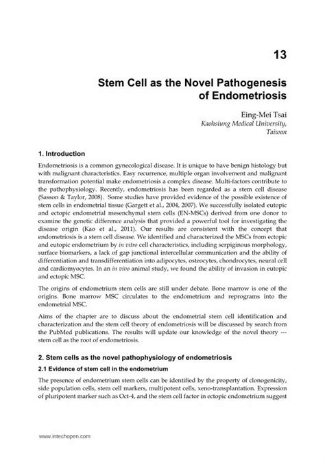 Pdf Stem Cell As The Novel Pathogenesis Of Endometriosis€¦ · 2 2 2