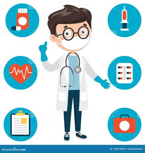 Health Care Concept With Cartoon Character Stock Vector Illustration