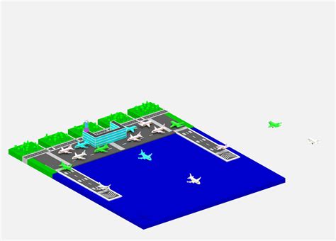 Paquete De Aeropuerto Simple De Dibujos Animados Modelo 3D 10 Blend