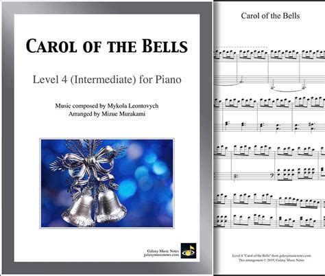 Carol Of The Bells Intermediate Piano Sheet Music Christmas