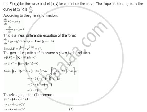 Find The Equation Of A Curve Passing Through The Point 0 2 Given That The Sum Of The