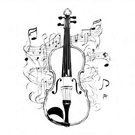 Künstlerische Schwarz Weiß Violine Illustration Coloring pages online