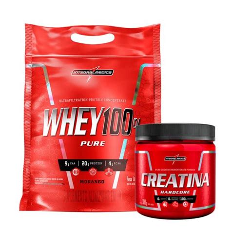 Kit Whey G Morango Refil Creatina G Integralmedica