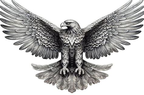 Eagle Tattoo, Hand-drawn Illustration on a White Background Stock ...