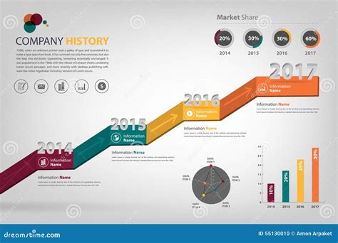 Timeline And Milestone Company History Infographic In Vector Style Stock