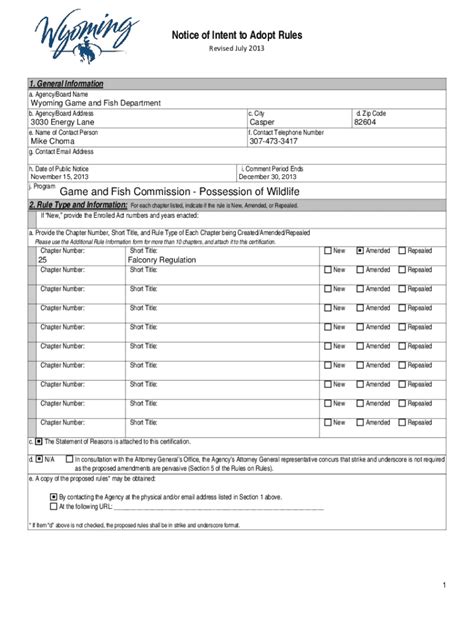 Fillable Online Notice Of Intent To Adopt Rules 1 Fax Email Print