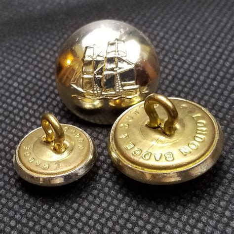 Vintage gold blazer buttons, schooner ship, 7 LBB mens sport coat ...