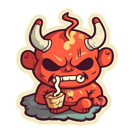 Demon Sticker Cute And Funny Vector Clipart Sin Sticker Cartoon Png And Vector With