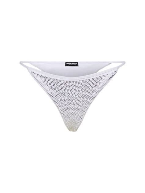 Icon Embellished Lycra Bikini Bottoms Dsquared2 Women Luisaviaroma