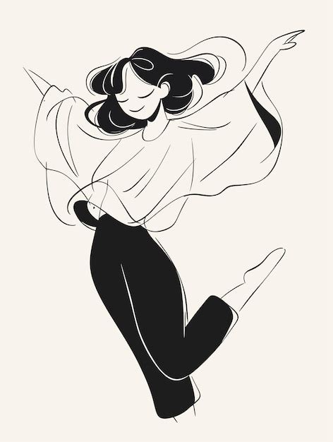 Premium Vector A Drawing Of A Woman Dancing In A Dress With A