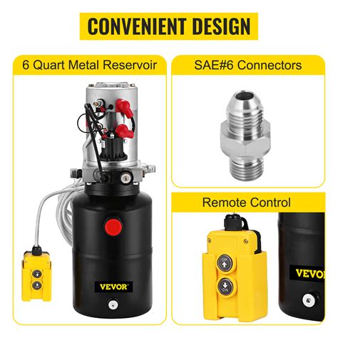 VEVOR Hydraulic Pump 6 Quart Reservoir 3200PSI Hydraulic Power Unit 12V