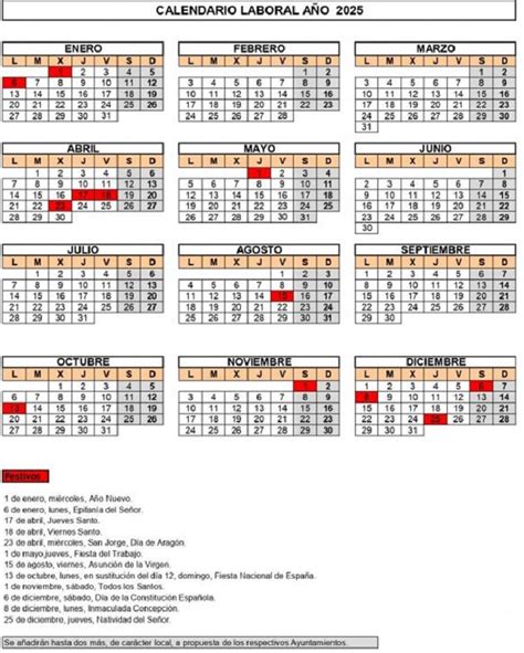 Fijado El Calendario Laboral Para Arag N Del A O Eco De Teruel