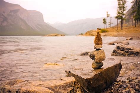 Free picture: water, beach, river, rocks, balancing, tree, sky