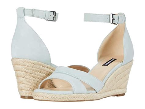 Nine West Jabrina Espadrille Wedge Sandal Light Grey Womens Shoes