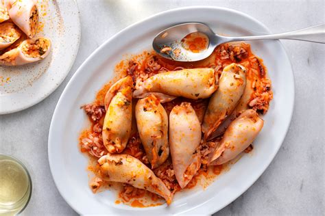 Greek Recipe For Kalamaria Yemista Baked Stuffed Squid