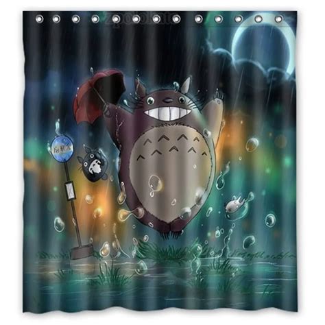 Custom My Neighbor Totoro Waterproof Polyester Fabric Bathroom Shower