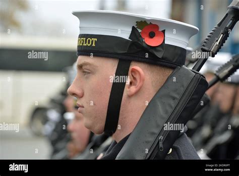 A Royal Navy Sailor During Rehearsals At Hms Excellent Portsmouth For