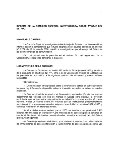 Informe De La Comisión Investigadora