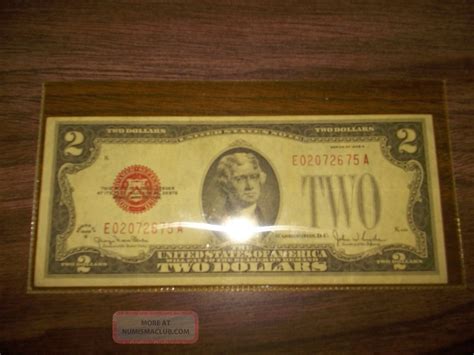 1928 Us Red Seal 2 Dollar Bill