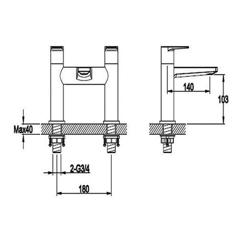 Rak Ceramics Blade Bath Filler Rakbld3004 Pillar Mounted Chrome