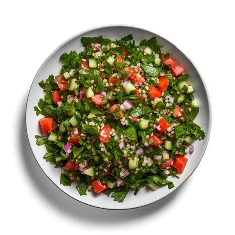 Premium Photo Food Photography Of Tabouleh On Plate Isolated On White