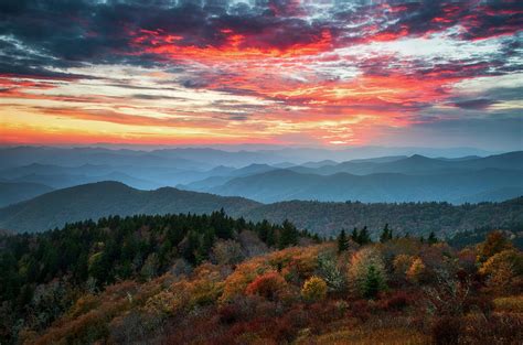 Blue Ridge Parkway Autumn Sunset Scenic Landscape Asheville NC ...