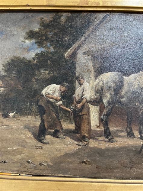 Proantic Painting E Jacques Oil On Canvas The Farrier