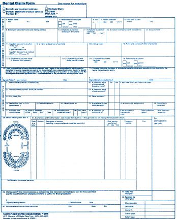 ADA Dental Forms ClaimTek Medical Billing