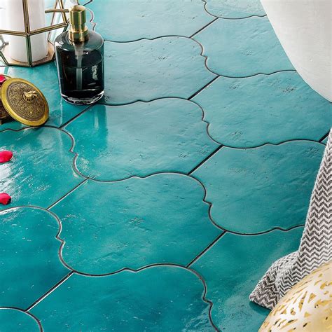 Cavallo Fiji Blue X Arabesque Glossy Porcelain Tile Tiles Tile