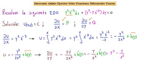 Interesante Quinto Ejercicio Sobre Ecuaciones Diferenciales Exactas Youtube